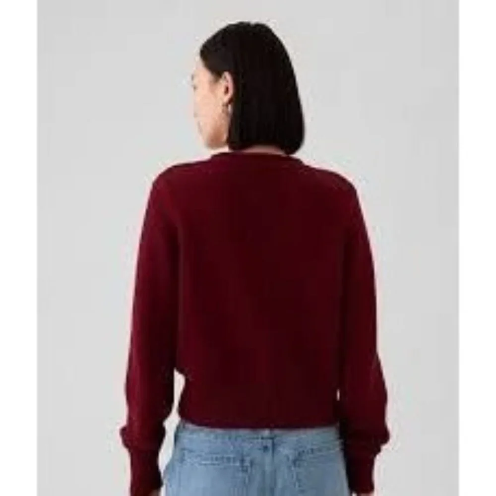 GAP Women's Burgundy Crewneck Sweater - Picture 2 of 8